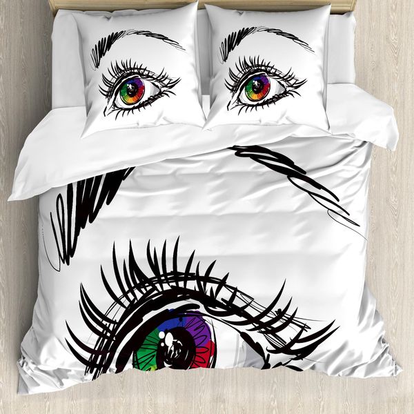 Abakuhaus Copripiumino Auge, Allievi Colorati Di Una Donna, Antiacaro, Adatto A Chi Soffre Di Allergie, Con Federe, 200 Cm X 200 Cm - 80 X 80 Cm, Multicolore-image