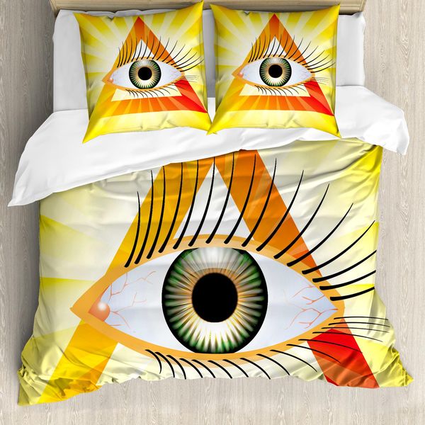 Abakuhaus Copripiumino Auge, Sight Triangle Ad Alte Prestazioni, Antiacaro, Adatto A Chi Soffre Di Allergie, Con Federe, 200 Cm X 200 Cm - 80 X 80 Cm, Giallo Arancione Verde-image