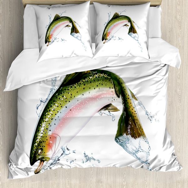 Abakuhaus Copripiumino Con Motivo Pesci, Arte Fotorealistica, Antiacaro, Adatto A Chi Soffre Di Allergie, Con Federe, 200 Cm X 200 Cm - 80 X 80 Cm, Multicolore-image
