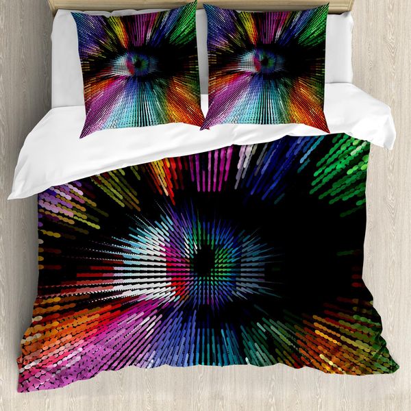 Abakuhaus Set Copripiumino Per Letti Matrimoniali, Motivo Astratto Vivace, Antiacaro, Adatto A Chi Soffre Di Allergie, Con Federe, Multicolore-image