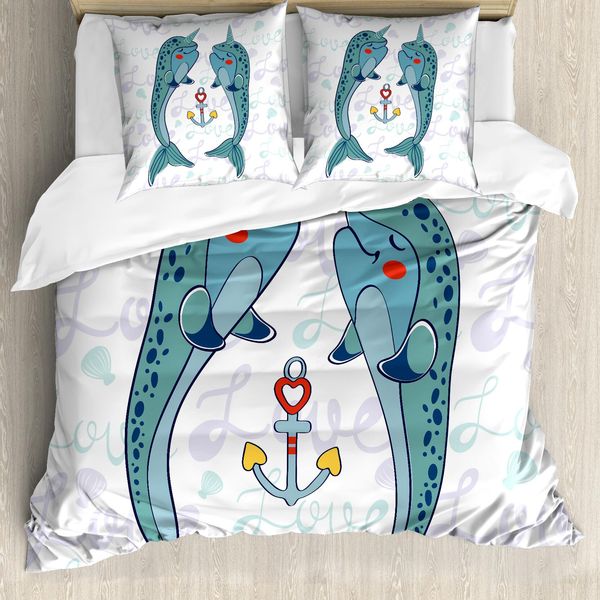 Abakuhaus Narval Copripiumino, Coppia Di Animali Innamorati, Antiacaro, Adatto A Chi Soffre Di Allergie, Con Federe, 155 Cm X 220 Cm - 80 X 80 Cm, Multicolore-image
