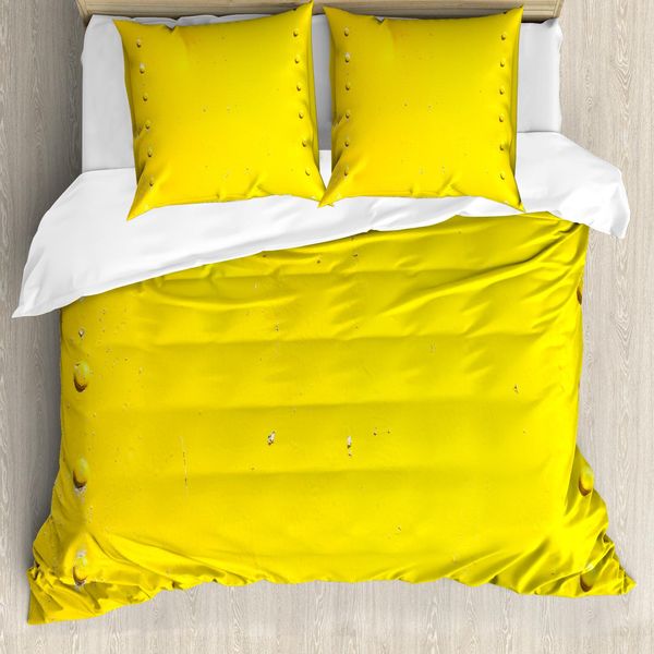 Abakuhaus Copripiumino Giallo, Stampa Industriale, Antiacaro, Adatto A Chi Soffre Di Allergie, Con Federe, 155 Cm X 220 Cm - 80 X 80 Cm, Giallo-image