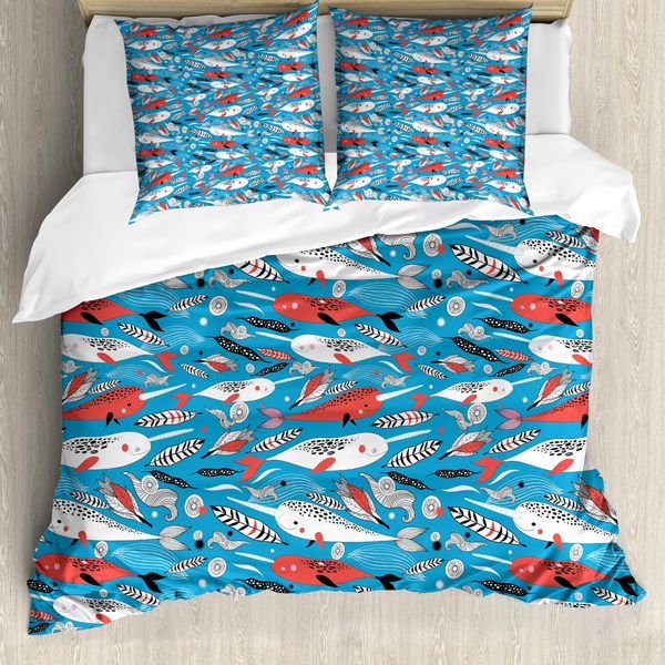 Abakuhaus Copripiumino Narval, Motivo Vita Sottomarina, Antiacaro, Adatto A Chi Soffre Di Allergie, Con Federe, 155 Cm X 220 Cm - 80 X 80 Cm, Multicolore-image