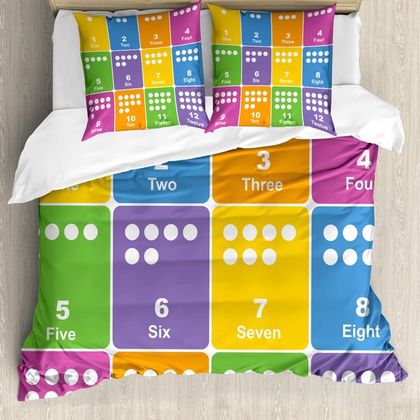 Abakuhaus Nursery Attività Copripiumino, Numeri Colorati, Antiacaro Adatto A Chi Soffre Di Allergie Con Federe, 200 Cm X 200 Cm - 80 X 80 Cm, Multicolore-image