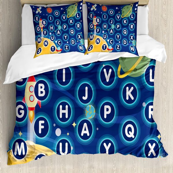 Abakuhaus Nursery Attività Copripiumino, Lettere, Antiacaro Adatto A Chi Soffre Di Allergie Con Federe, 155 Cm X 220 Cm - 80 X 80 Cm, Multicolore-image