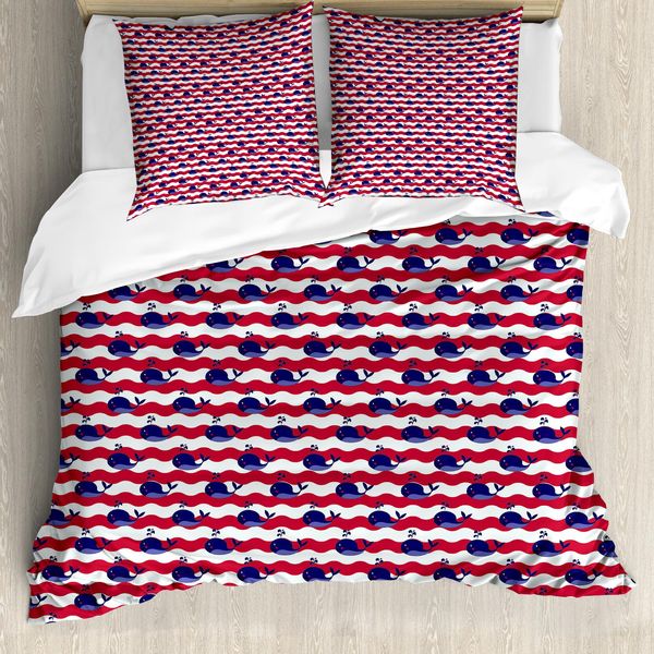 Abakuhaus Copripiumino Wal, Motivo Seebaby, Antiacaro, Adatto A Chi Soffre Di Allergie, Con Federe, 200 Cm X 200 Cm - 80 X 80 Cm, Corallo Scuro Blu Navy-image