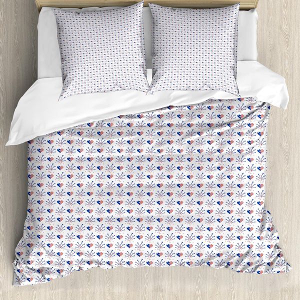 Abakuhaus 4 Luglio Copripiumino, La Libertà Degli Stati Uniti, Antiacaro Adatto A Chi Soffre Di Allergie Con Federe, 155 Cm X 220 Cm - 80 X 80 Cm, Rosso Blu Reale-image