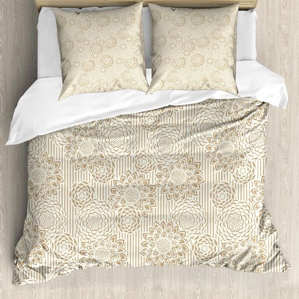 Abakuhaus Copripiumino Floreale, Paisley Dai Colori Caldi, Antiacaro, Adatto A Chi Soffre Di Allergie, Con Federe, 200 Cm X 200 Cm - 80 X 80 Cm, Color Crema-image
