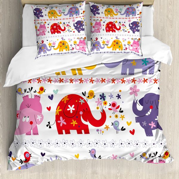Abakuhaus Copripiumino Per Asilo Nido, Animali Danzanti Felici, Antiacaro, Adatto A Chi Soffre Di Allergie, Con Federe, 155 Cm X 220 Cm - 80 X 80 Cm, Multicolore-image
