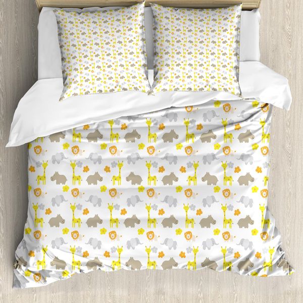Abakuhaus Copripiumino Per Asilo Nido, Animali Della Giungla, Antiacaro, Adatto A Chi Soffre Di Allergie, Con Federe, 155 Cm X 220 Cm - 80 X 80 Cm, Multicolore-image