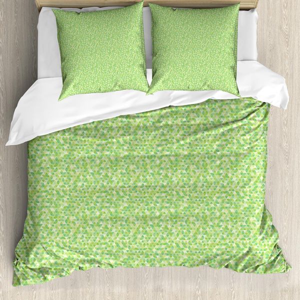 Abakuhaus Lime Green Copripiumino, Triangoli Piramidali, Antiacaro, Adatto A Chi Soffre Di Allergie, Con Federe, 200 Cm X 200 Cm - 80 X 80 Cm, Verde Pallido E Verde Felce-image