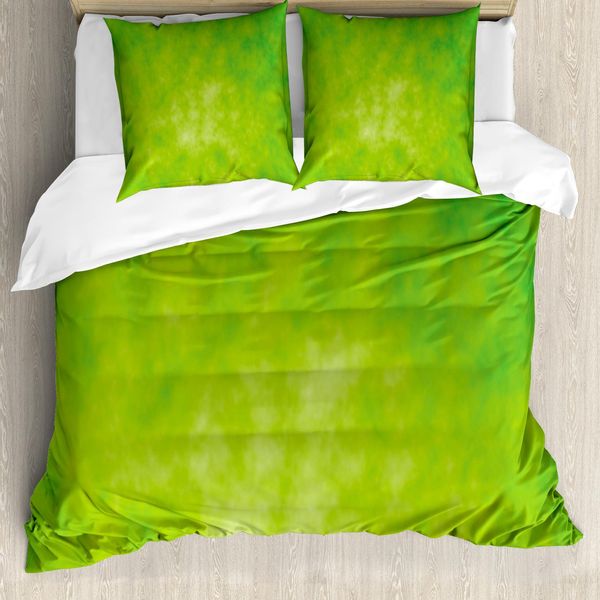 Abakuhaus Set Copripiumino Verde Lime Per Letti Matrimoniali, Tonalità Nuvolosa, Antiacaro, Adatto A Chi Soffre Di Allergie, Con Federe, Verde Lime-image