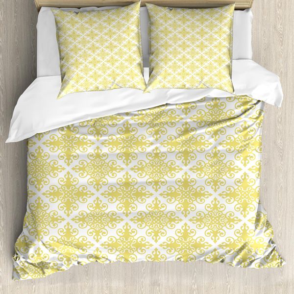 Abakuhaus Copripiumino Verde E Bianco, Damasco Rococò, Antiacaro, Adatto A Chi Soffre Di Allergie, Con Federe, 200 Cm X 200 Cm - 80 X 80 Cm, Verde Pallido Bianco-image