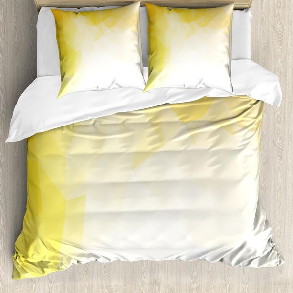 Abakuhaus Copripiumino Ombre, Fractal Mosaic, Antiacaro, Adatto A Chi Soffre Di Allergie, Con Federe, 200 Cm X 200 Cm - 80 X 80 Cm, Giallo Bianco-image