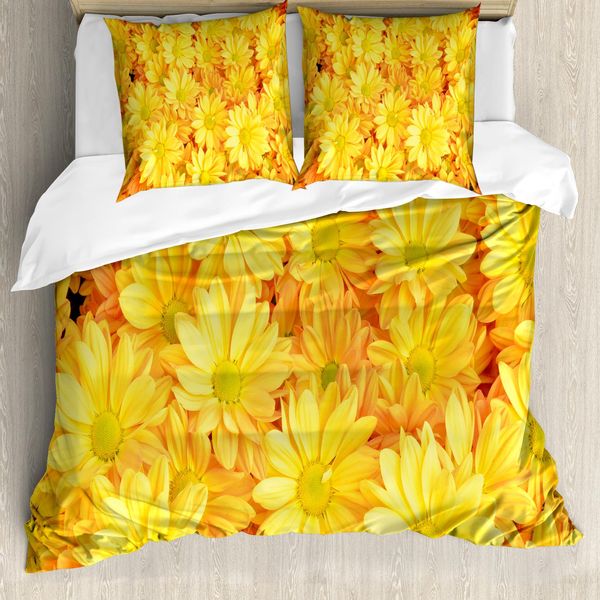 Abakuhaus Copripiumino Con Fiori Gialli, Lively Dasies, Antiacaro, Adatto A Chi Soffre Di Allergie, Con Federe, 155 Cm X 220 Cm - 80 X 80 Cm, Giallo Calendula-image