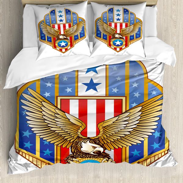 Abakuhaus Copripiumino Adler, Bandiera Della Libertà, Antiacaro, Adatto A Chi Soffre Di Allergie, Con Federe, 155 Cm X 220 Cm - 80 X 80 Cm, Multicolore-image