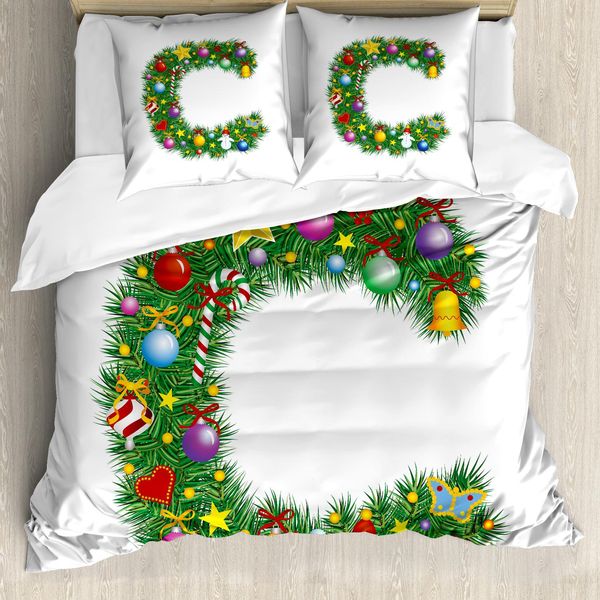 Abakuhaus Lettera C Copripiumino, Design Festivo, Antiacaro, Adatto A Chi Soffre Di Allergie, Con Federe, 155 Cm X 220 Cm - 80 X 80 Cm, Multicolore-image