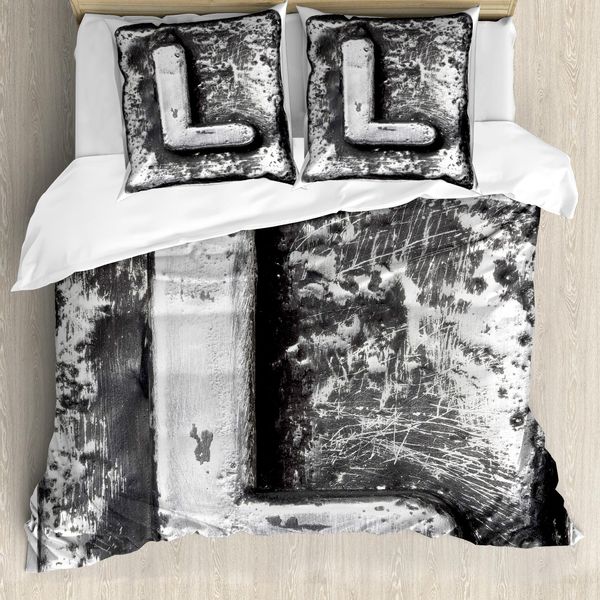 Abakuhaus Lettera L Copripiumino, Design Barocco Con La Lettera L, Antiacaro, Adatto A Chi Soffre Di Allergie, Con Federe, 155 Cm X 220 Cm - 80 X 80 Cm, Grigio-image