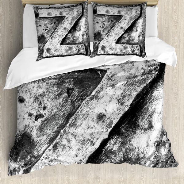 Abakuhaus Lettera Z Copripiumino, Capitale Z Rusty Tone, Antiacaro Adatto A Chi Soffre Di Allergie Con Federe, 155 Cm X 220 Cm - 80 X 80 Cm, Grigio Nero-image