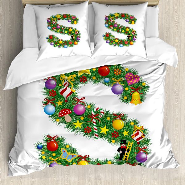 Abakuhaus Lettera Copripiumino, Decorazione Natalizia, Antiacaro, Adatto A Chi Soffre Di Allergie, Con Federe, 200 Cm X 200 Cm - 80 X 80 Cm, Multicolore-image