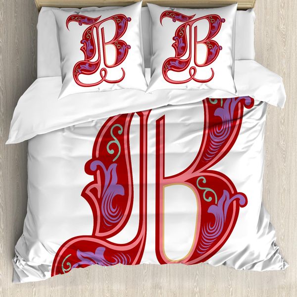 Abakuhaus Lettera B Copripiumino, Gothic Abstract B-Zeichen, Antiacaro, Adatto A Chi Soffre Di Allergie, Con Federe, 155 Cm X 220 Cm - 80 X 80 Cm, Multicolore-image