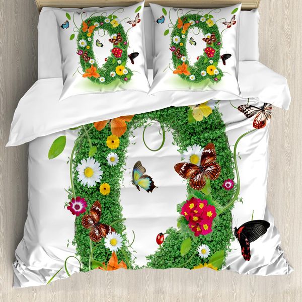 Abakuhaus Lettera Q Copripiumino, Estate Alfabeto Erbe Aromatiche, Antiacaro Adatto A Chi Soffre Di Allergie Con Federe, 155 Cm X 220 Cm - 80 X 80 Cm, Multicolore-image