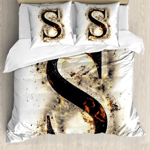 Abakuhaus Lettere Copripiumino, Grande S Fiery Hot, Antiacaro, Adatto A Chi Soffre Di Allergie, Con Federe, 200 Cm X 200 Cm - 80 X 80 Cm, Marrone Chiaro, Nero, Arancione-image
