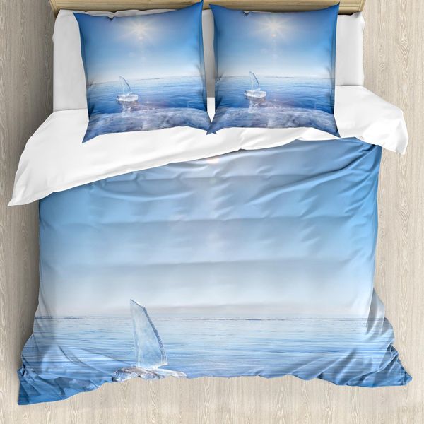 Abakuhaus Copripiumino Invernale, Icy Boot Tempo Soleggiato, Antiacaro, Adatto A Chi Soffre Di Allergie, Con Federe, 155 Cm X 220 Cm - 80 X 80 Cm, Blu E Bianco-image