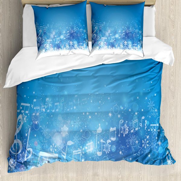 Abakuhaus Copripiumino Invernale, Musica Che Ricorda I Fiocchi Di Neve, Antiacaro, Adatto A Chi Soffre Di Allergie, Con Federe, 155 Cm X 220 Cm - 80 X 80 Cm, Blu, Bianco, Viola-image