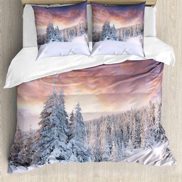 Abakuhaus Copripiumino Invernale, Alba Campi Rurali, Antiacaro Adatto A Chi Soffre Di Allergie Con Federe, 200 Cm X 200 Cm - 80 X 80 Cm, Corallo Bianco Blu-image