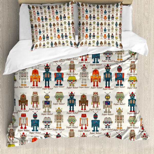 Abakuhaus Copripiumino Robot, Super Robot, Antiacaro, Adatto A Chi Soffre Di Allergie, Con Federe, 200 Cm X 200 Cm - 80 X 80 Cm, Multicolore-image