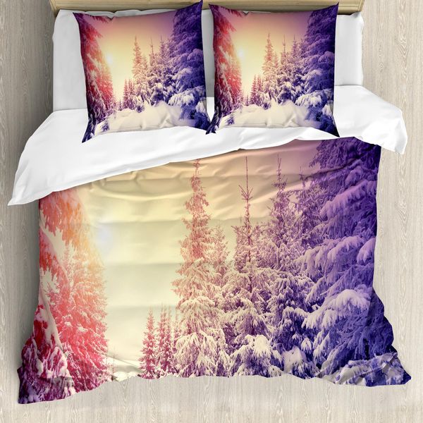 Abakuhaus Copripiumino Invernale, Scena Drammatica Dell'alba, Antiacaro, Adatto A Chi Soffre Di Allergie, Con Federe, 200 Cm X 200 Cm - 80 X 80 Cm, Multicolore-image