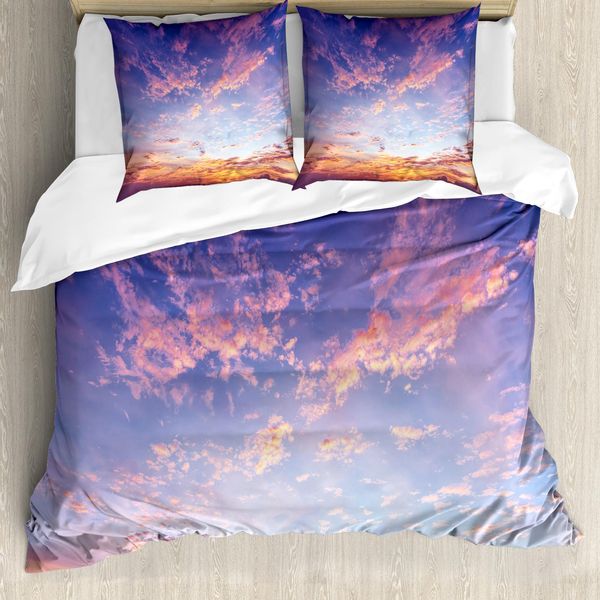 Abakuhaus Navy E Blush Copripiumino, Ethereal Sky, Antiacaro, Adatto A Chi Soffre Di Allergie, Con Federe, 200 Cm X 200 Cm - 80 X 80 Cm, Rosa Viola Blu-image
