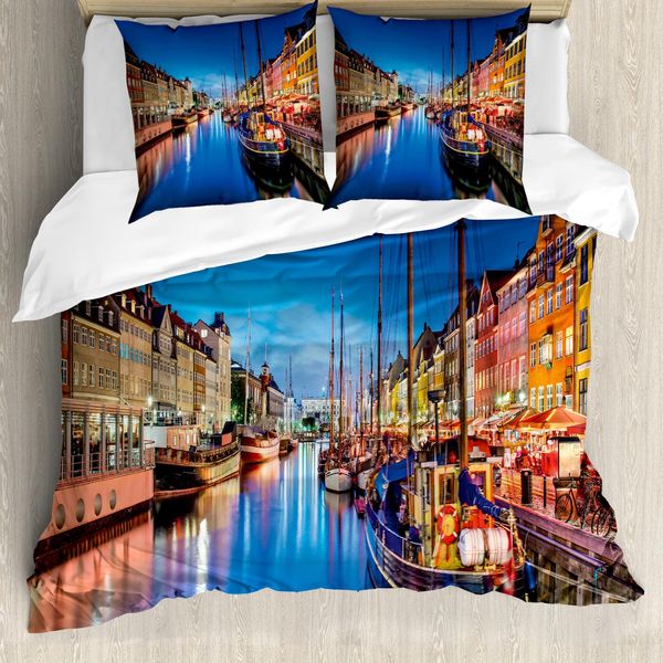 Abakuhaus Copripiumino Urbano, Nyhavn Copenhagen, Antiacaro, Adatto A Chi Soffre Di Allergie, Con Federe, 200 Cm X 200 Cm - 80 X 80 Cm, Multicolore-image