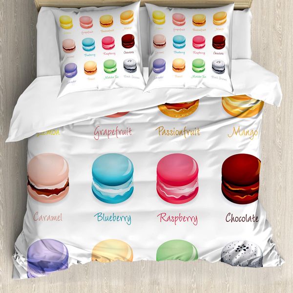Abakuhaus Copripiumino Tea Party, Macarons Colorati, Antiacaro, Adatto A Chi Soffre Di Allergie, Con Federe, 200 Cm X 200 Cm - 80 X 80 Cm, Multicolore-image