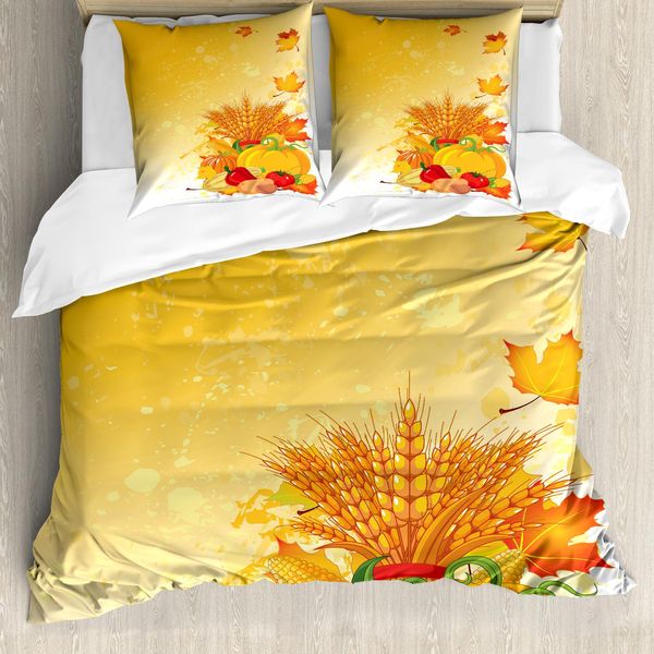 Abakuhaus Copripiumino Ernte, Composizione, Antiacaro, Adatto A Chi Soffre Di Allergie, Con Federe, 155 Cm X 220 Cm - 80 X 80 Cm, Giallo Terra, Verde, Rosso-image