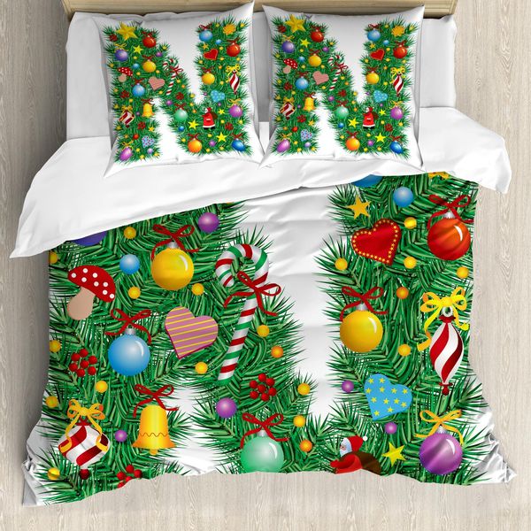 Abakuhaus Lettera N Copripiumino, Capitale N Pine Leaves, Antiacaro, Adatto A Chi Soffre Di Allergie, Con Federe, 155 Cm X 220 Cm - 80 X 80 Cm, Multicolore-image