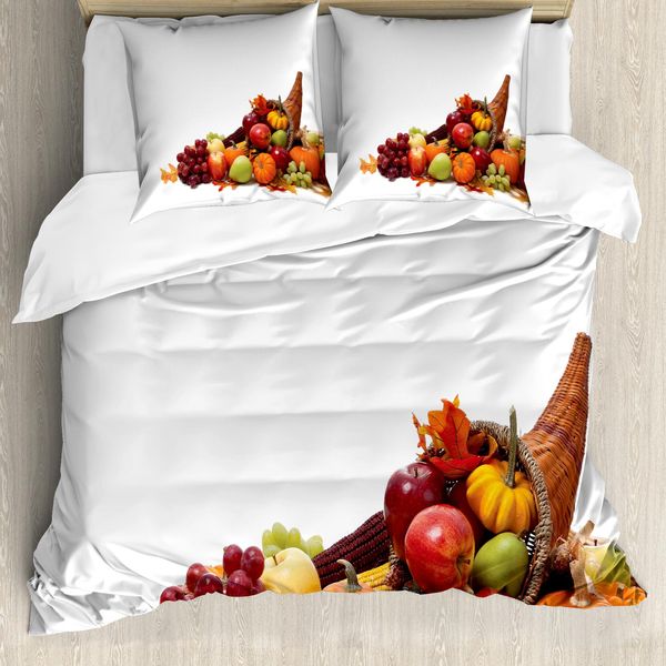 Abakuhaus Set Copripiumino Per Letti Matrimoniali, Motivo Autunnale, Antiacaro, Adatto A Chi Soffre Di Allergie, Con Federe, Multicolore-image