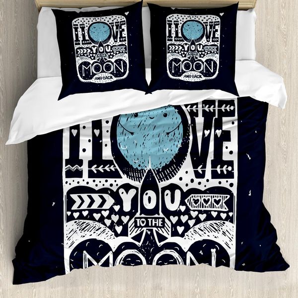 Abakuhaus Ti Amo Copripiumino, Stanza Galassia Stelle, Antiacaro Adatto A Chi Soffre Di Allergie Con Federe, 155 Cm X 220 Cm - 80 X 80 Cm, Blu Scuro Bianco-image