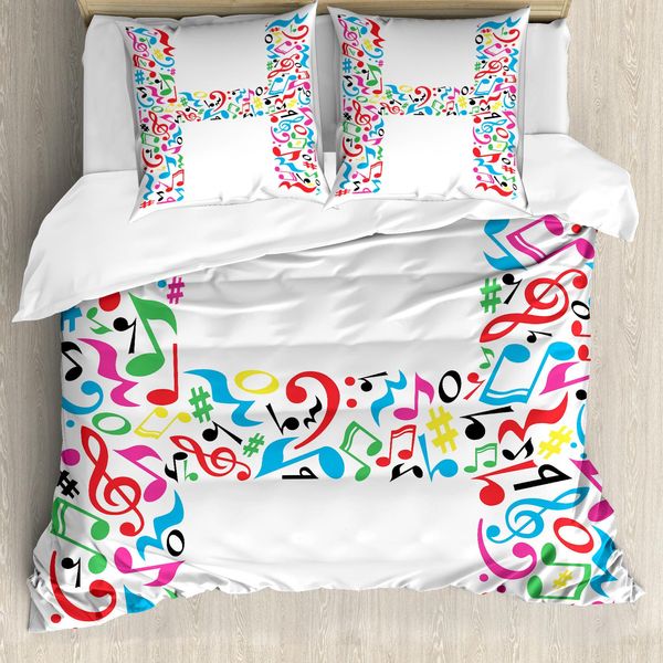 Abakuhaus Lettera H Copripiumino, Capitale Musicale Felice, Antiacaro Adatto A Chi Soffre Di Allergie Con Federe, 200 Cm X 200 Cm - 80 X 80 Cm, Multicolore-image