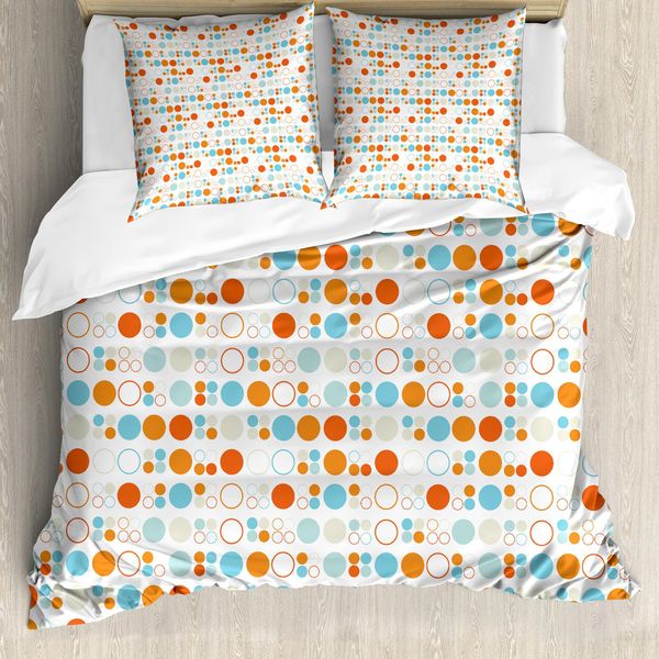 Abakuhaus Copripiumino Geometrico, Anelli Ovali Colorati, Antiacaro, Adatto A Chi Soffre Di Allergie, Con Federe, 155 Cm X 220 Cm - 80 X 80 Cm, Multicolore-image