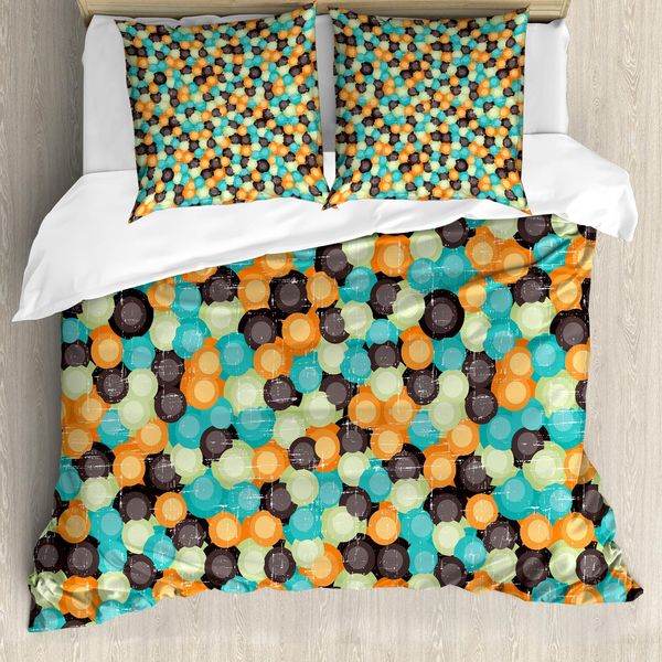 Abakuhaus Copripiumino Geometrico, Cerchi Dai Toni Vivaci, Antiacaro, Adatto A Chi Soffre Di Allergie, Con Federe, 200 Cm X 200 Cm - 80 X 80 Cm, Multicolore-image