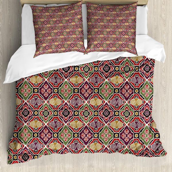 Abakuhaus Copripiumino Geometrico, Motivo Chevron Giapponese, Antiacaro, Adatto A Chi Soffre Di Allergie, Con Federe, 155 Cm X 220 Cm - 80 X 80 Cm, Multicolore-image