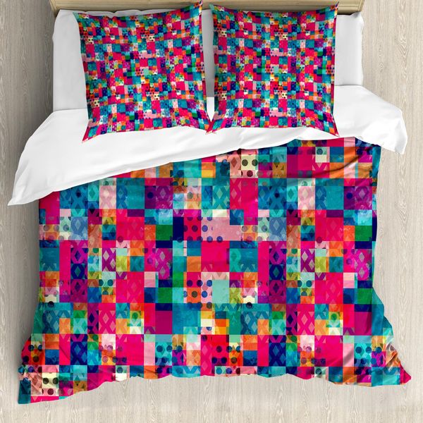 Abakuhaus Copripiumino Geometrico, Italian Grunge Dots, Antiacaro, Adatto A Chi Soffre Di Allergie, Con Federe, 155 Cm X 220 Cm - 80 X 80 Cm, Multicolore-image