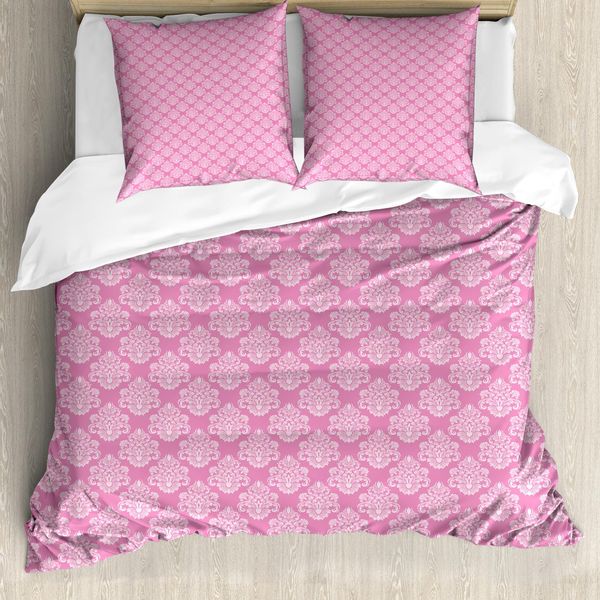 Copripiumino In Damasco Abakuhaus, Middle East Blossom, Antiacaro, Adatto A Chi Soffre Di Allergie, Con Federe, 155 Cm X 220 Cm - 80 X 80 Cm, Rosa, Bianco,-image