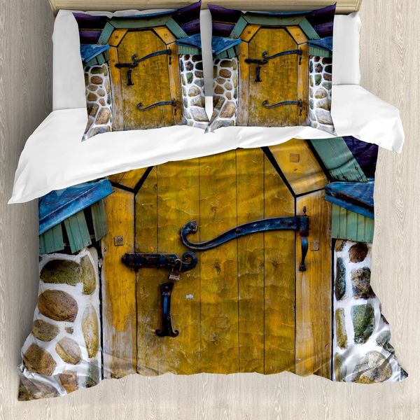 Abakuhaus Copripiumino Rustico, Porta Antica Stone House, Antiacaro, Adatto A Chi Soffre Di Allergie, Con Federe, 155 Cm X 220 Cm - 80 X 80 Cm, Multicolore-image
