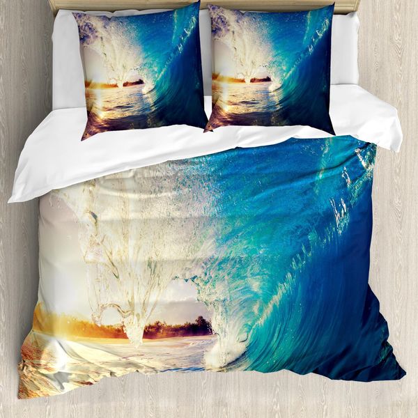 Abakuhaus Copripiumino Ocean, Alba Sulle Onde Sport, Antiacaro, Adatto A Chi Soffre Di Allergie, Con Federe, 200 Cm X 200 Cm - 80 X 80 Cm, Blu Pale Mauve-image