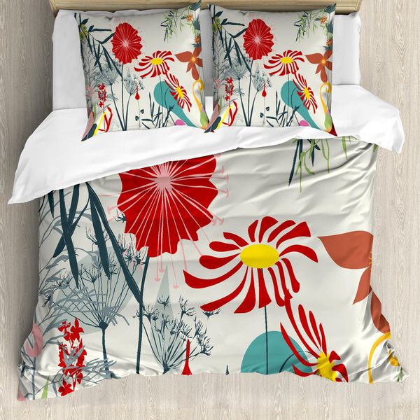 Abakuhaus Copripiumino Con Fiori, Denti Di Leone, Giardino Botanico, Antiacaro, Adatto A Chi Soffre Di Allergie, Con Federe, 200 Cm X 200 Cm - 80 X 80 Cm, Multicolore-image