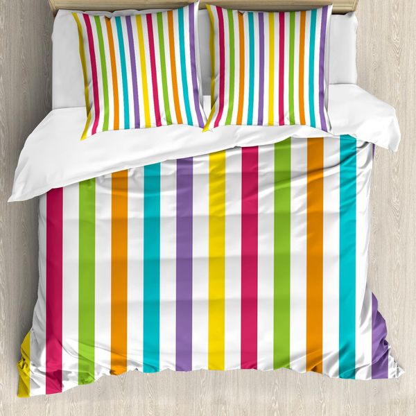 Abakuhaus Copripiumino Arcobaleno, Linea Minimalista, Antiacaro, Adatto A Chi Soffre Di Allergie, Con Federe, 155 Cm X 220 Cm - 80 X 80 Cm, Multicolore-image