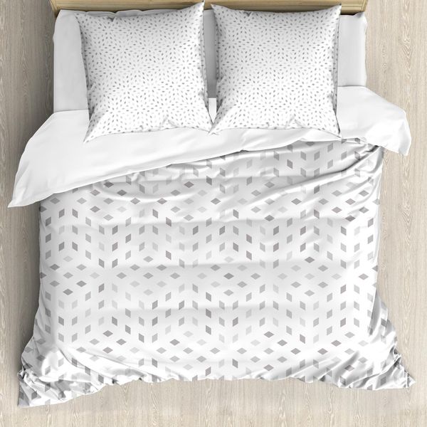 Abakuhaus Copripiumino Grigio E Bianco, Mosaico Arte Digitale, Antiacaro Adatto A Chi Soffre Di Allergie Con Federe, 200 Cm X 200 Cm - 80 X 80 Cm, Grigio Bianco-image